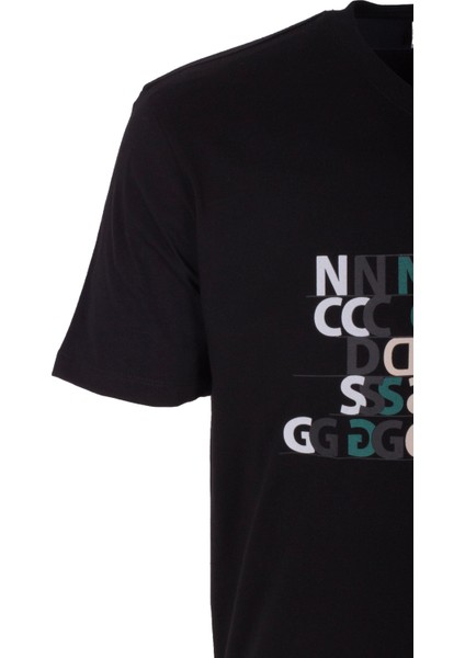 Erkek Tişört Bisiklet Yaka Siyah Slim Fit Baskılı T-Shirt Ncs Jeans 1295 modelleri