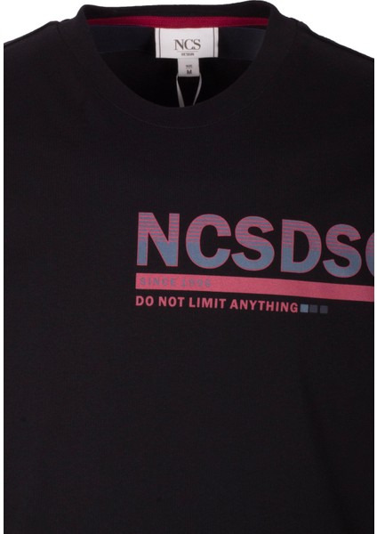 Erkek Tişört Bisiklet Yaka Siyah Slim Fit Baskılı T-Shirt Ncs Jeans 1296 modelleri