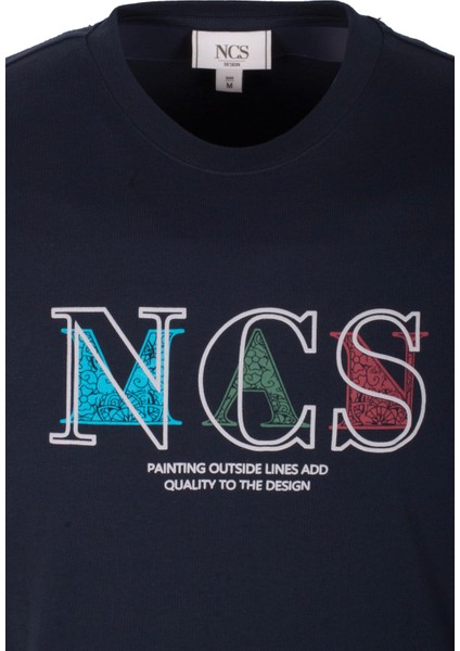 Erkek Tişört Bisiklet Yaka Lacivert Slim Fit Baskılı T-Shirt Ncs Jeans 1298 indirimleri