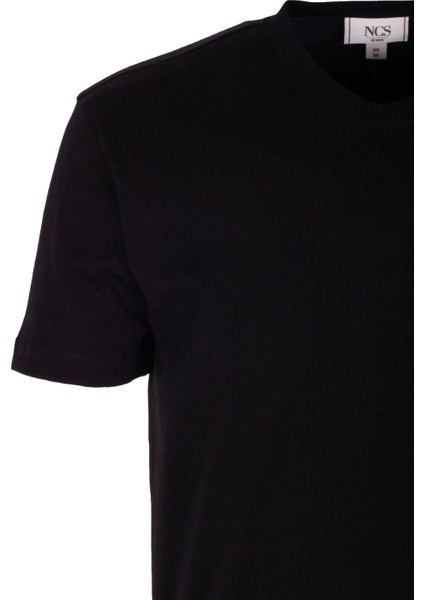 Erkek Tişört Bisiklet Yaka Siyah %100 Pamuk Slim Fit Göğüs ve Sırt Baskılı T-Shirt Ncs Jeans 1299 fiyatları