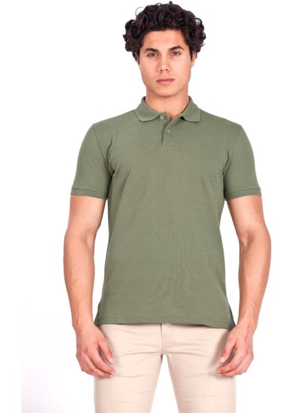 Erkek Polo Yaka Tişört Açık Haki %100 Pamuk Slim Fit Polo T-Shirt Ncs Jeans 1055 modelleri