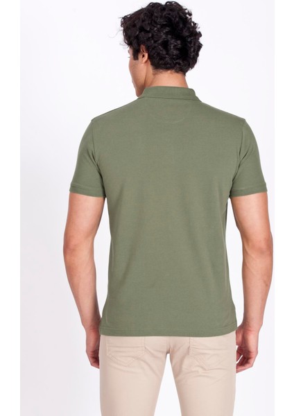 Erkek Polo Yaka Tişört Açık Haki %100 Pamuk Slim Fit Polo T-Shirt Ncs Jeans 1055 fırsatları