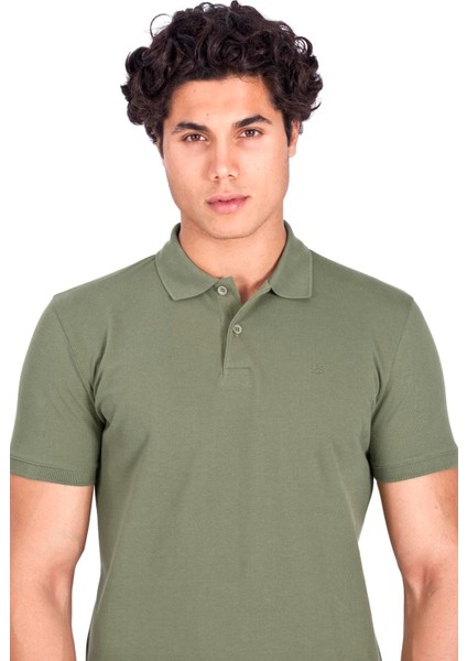 Erkek Polo Yaka Tişört Açık Haki %100 Pamuk Slim Fit Polo T-Shirt Ncs Jeans 1055 indirimleri