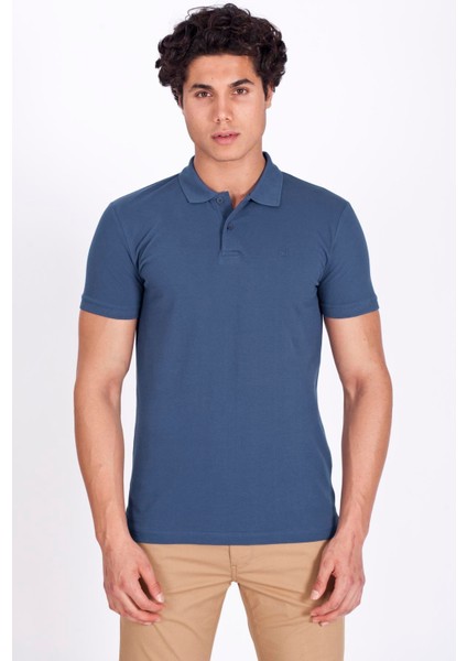 Erkek Polo Yaka Tişört Granit %100 Pamuk Slim Fit Polo T-Shirt Ncs Jeans 1055