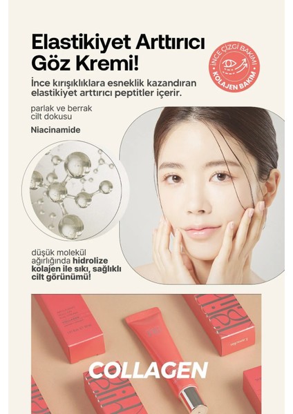 Yaşlanma Karşıtı 3'Lü Masaj Başlıklı Kolajen Göz Kremi Lamelin Roll On Collagen Eye Cream