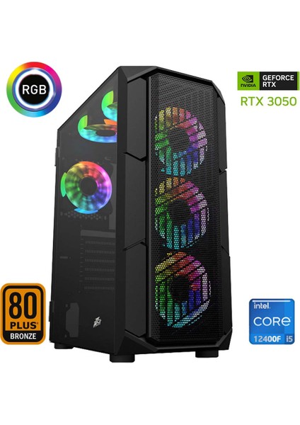 XSR570 I5 12400F 16GB Ram 1tb M.2 Nvme SSD 6gb RTX3050 24"curved 180Hz Oyun Bilgisayarı