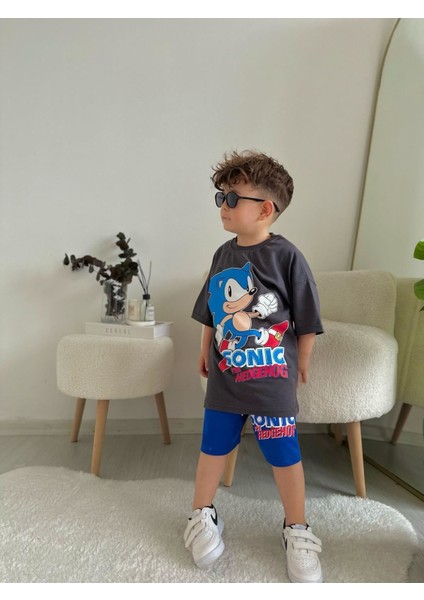 Minigimin Cicileri Snc The Hedgehog Baskı Yazlık Erkek Çocuk 2 Li Takım - Antrasit