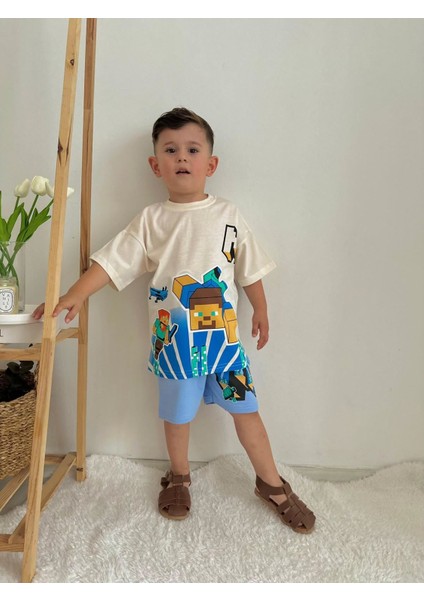 Minigimin Cicileri Mncrf Çoklu Baskı Yazlık Erkek Çocuk 2 Li Takım - Krem