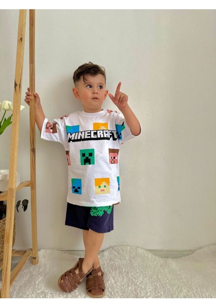 Minigimin Cicileri Mncrf Parçalı Baskı Yazlık Erkek Çocuk 2 Li Takım - Beyaz