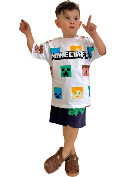 Minigimin Cicileri Mncrf Parçalı Baskı Yazlık Erkek Çocuk 2 Li Takım - Beyaz fiyatları