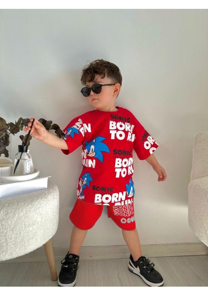 Minigimin Cicileri Snc Born To Run Baskı Yazlık 2 Li Erkek Takım - Kırmızı
