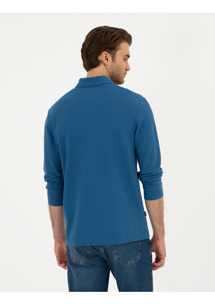 Pierre Cardin Erkek Açık Lacivert Slim Fit Basic Sweatshirt 50294438-VR059