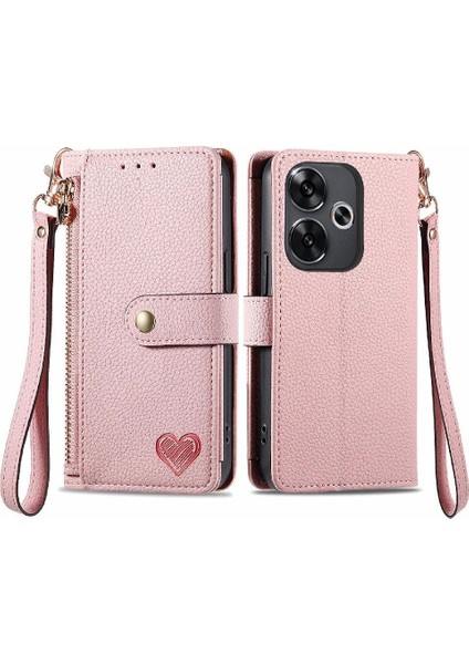 Xiaomi Poco F6 Cüzdan Fermuar Aşk Için Flip Case Darbeye Deri Kılıf (Yurt Dışından)