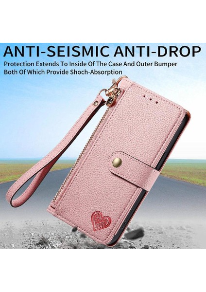 Xiaomi Poco F6 Cüzdan Fermuar Aşk Için Flip Case Darbeye Deri Kılıf (Yurt Dışından)