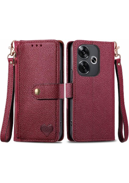 Xiaomi Poco F6 Cüzdan Fermuar Aşk Için Flip Case Darbeye Deri Kılıf (Yurt Dışından)