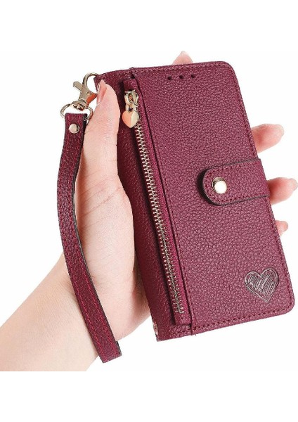 Xiaomi Poco F6 Cüzdan Fermuar Aşk Için Flip Case Darbeye Deri Kılıf (Yurt Dışından)