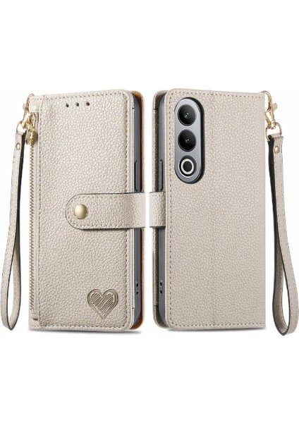 Oneplus Nord Ce4 Deri Kılıf Için Flip Case Darbeye Aşk Fermuar Cüzdan (Yurt Dışından)