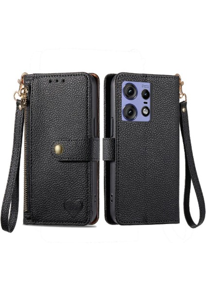 Motorola Kenar 50 Pro Aşk Deri Kılıf Cüzdan Fermuar Için Flip Case (Yurt Dışından)