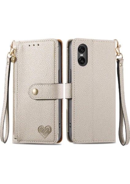 Sony Xperia 10 Vı Için Flip Case Cüzdan Darbeye Aşk Fermuar Deri (Yurt Dışından)