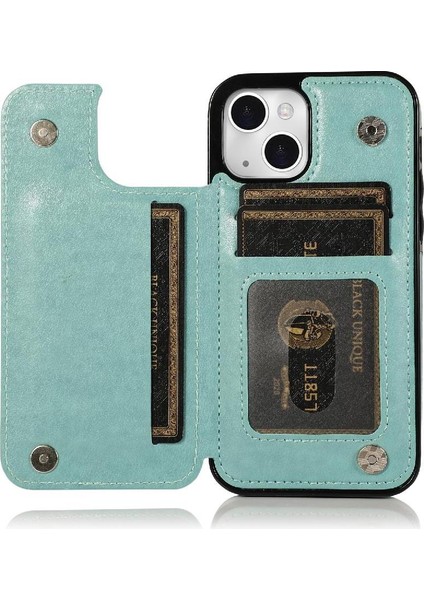 IPhone 15 Için Kart Tutucu Kılıf ile Cüzdan Artı Çift Düğmeler Flip Çiçek (Yurt Dışından)