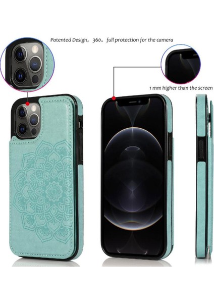 IPhone 12 Için Kart Tutucu Kılıf ile Cüzdan Pro Max Desen Çiçek Pu Flip (Yurt Dışından)
