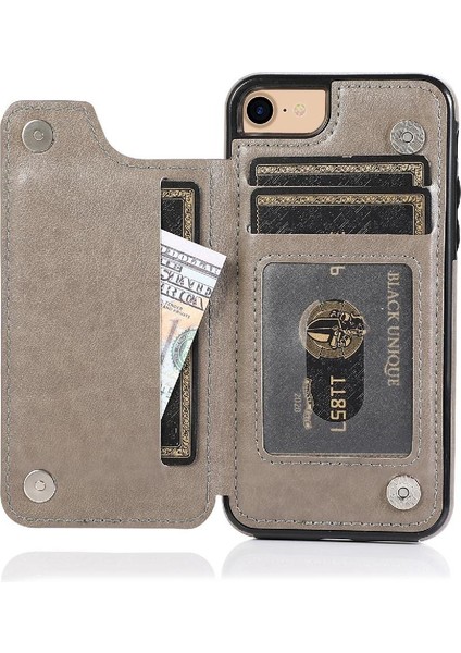 IPhone 6/6s Pu Deri Çift Düğmeler Için Kart Tutucu Kılıf ile Cüzdan (Yurt Dışından)
