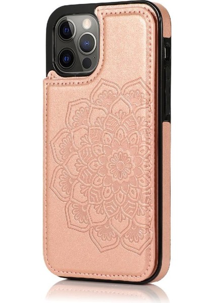 IPhone 12 Için Kart Tutucu Kılıf ile Cüzdan Pro Max Desen Çiçek Pu Flip (Yurt Dışından)