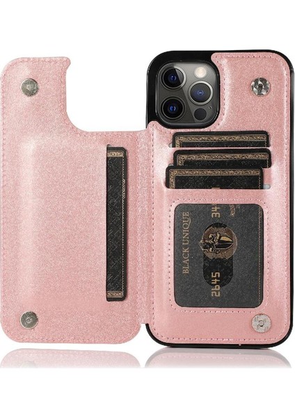 IPhone 12 Için Kart Tutucu Kılıf ile Cüzdan Pro Max Desen Çiçek Pu Flip (Yurt Dışından)