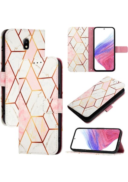 Samsung Galaxy J7 Pro 2017 Mermer Desen Kickstand Pu Deri (Yurt Dışından)