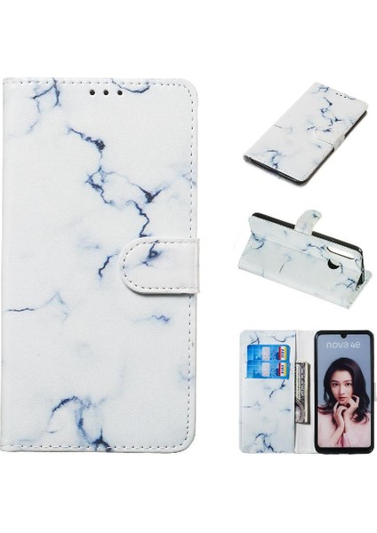 Huawei P30 Lite Mermer Desen Tam Koruma Manyetik Kart Için Flip Case (Yurt Dışından)