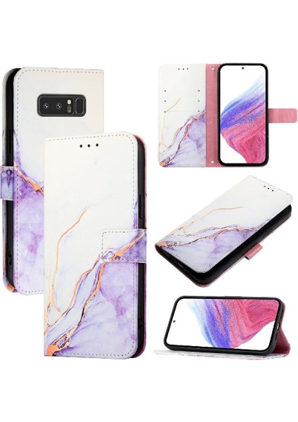 Samsung Galaxy Not 8 Için Kılıf Kickstand Pu Deri Cüzdan Mermer Desen (Yurt Dışından)
