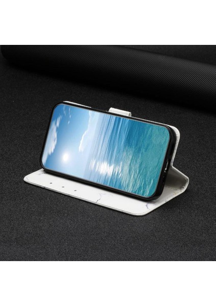 Huawei P40 Lite Tam Koruma Kartı Yuvaları Için Flip Case Tutucu Mermer Pu (Yurt Dışından)