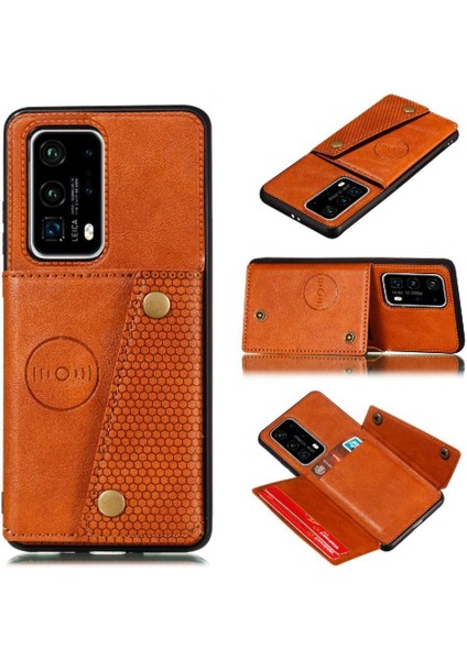 Huawei P40 Pro Kickstand Buit Için Cüzdan Kılıf Demir Cüzdan Kılıf Kartı (Yurt Dışından)