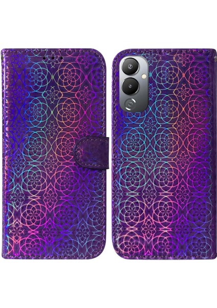 Tecno Pova 4 Glitter Renkli Cüzdan Kılıf Için Kılıf Kart Yuvası Standı Tutucu (Yurt Dışından)