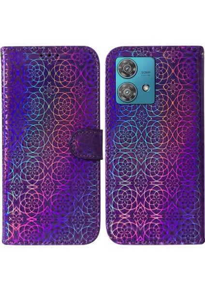 Motorola Kenar 40 Neo Cüzdan Durumda Glitter Renkli Standı Tutucu Pu (Yurt Dışından)