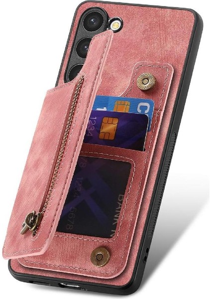 Samsung Galaxy S23 Vintage Fermuar Cüzdan Için Kılıf Katlanabilir Arka Kapak (Yurt Dışından)