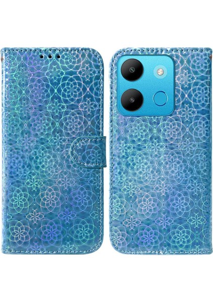 Infinix Akıllı 7 Kılıf ile Uyumlu Glitter Renkli Kart Yuvası Standı Pu (Yurt Dışından)