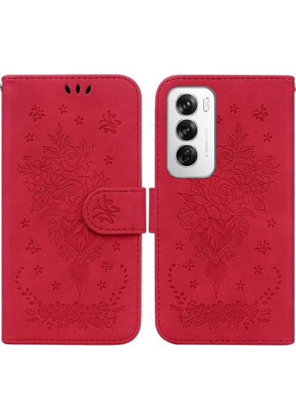 Oppo Oppo 12 5g Için Kickstand Cüzdan Kılıf Kabartma Gül Çiçekler Flip Pu (Yurt Dışından)