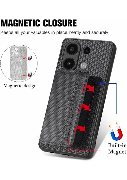 Xiaomi Redmi Için Not 13 4g Standı Fonksiyonu Manyetik Kart Tutucu Rfıd (Yurt Dışından)