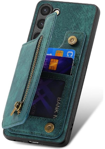 Samsung Galaxy S23 Vintage Fermuar Cüzdan Için Kılıf Katlanabilir Arka Kapak (Yurt Dışından)