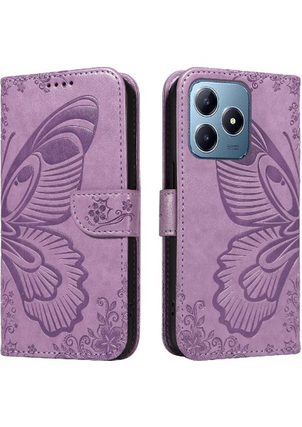 Kredi Kartı Yuvası ile Realme C61 Için Flip Case Ayrılabilir El Kayışı Yüksek (Yurt Dışından)