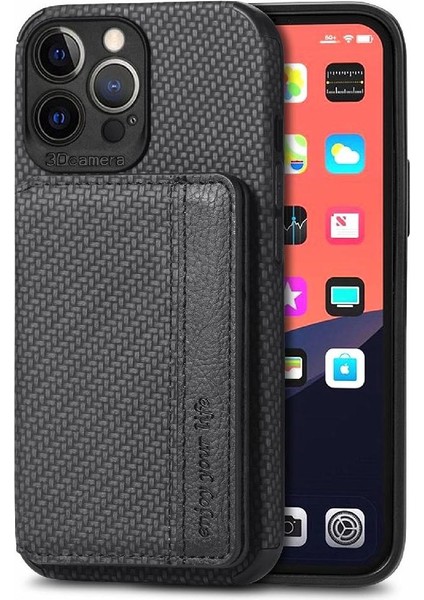 IPhone 13 Için Kılıf Pro Max Standı Fonksiyonu Rfıd Engelleme Manyetik Kart (Yurt Dışından)