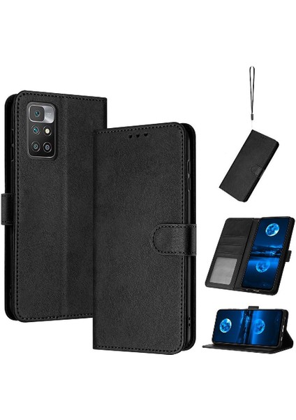 Xiaomi Redmi 10 Başbakan Kickstand Saf Renk Pu Deri Için Flip Case (Yurt Dışından)