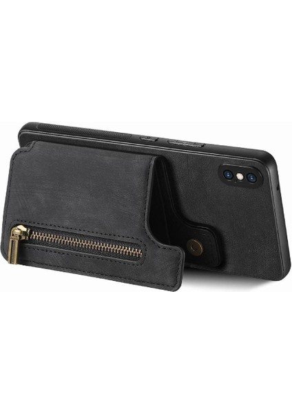 IPhone X/xs Vintage Fermuar Cüzdan Katlanabilir Arka Kapak Standı (Yurt Dışından)