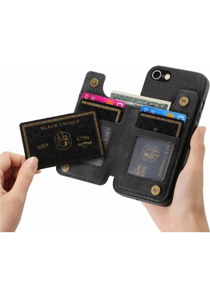 IPhone 7/8 Için Kılıf Vintage Fermuar Cüzdan Standı Fonksiyonu Katlanabilir Geri (Yurt Dışından) indirimleri