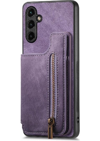 Samsung Galaxy A14 5g Standı Fonksiyonu Vintage Fermuar Cüzdan Geri (Yurt Dışından)