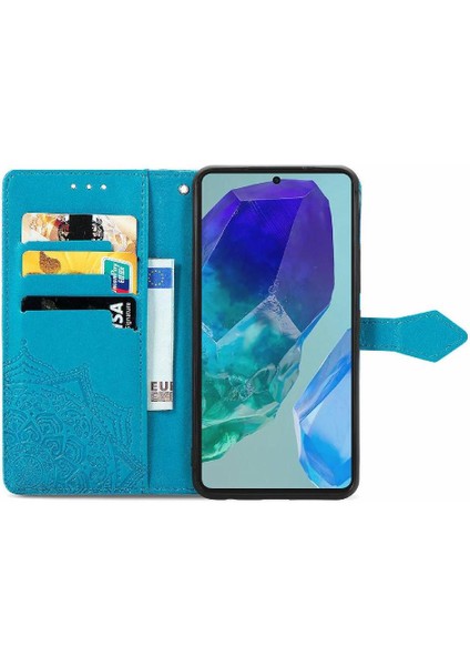 Mays Shop Samsung Galaxy M55 Flip Kapak Için Flip Case Darbeye Deri Kılıf (Yurt Dışından)