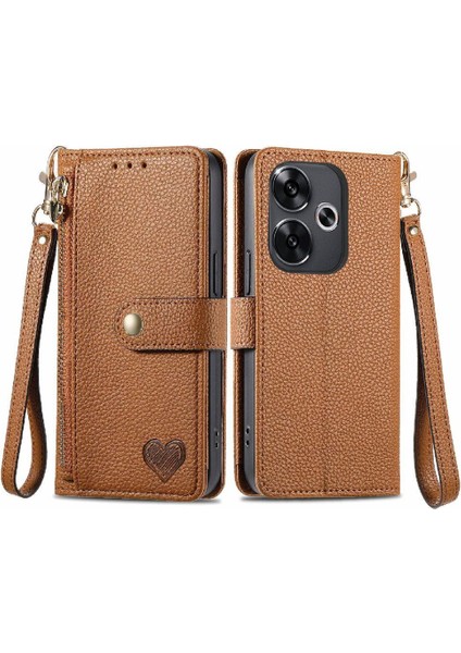 Xiaomi Poco F6 Cüzdan Fermuar Aşk Için Flip Case Darbeye Deri Kılıf (Yurt Dışından)