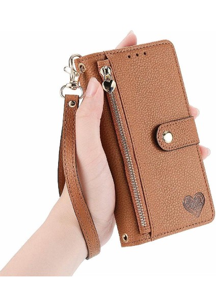 Xiaomi Poco F6 Cüzdan Fermuar Aşk Için Flip Case Darbeye Deri Kılıf (Yurt Dışından)