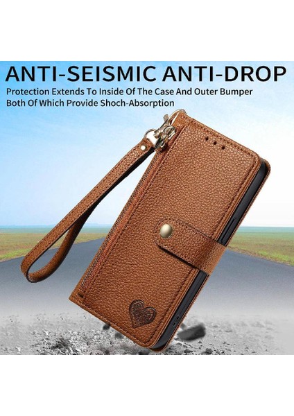 Xiaomi Poco F6 Cüzdan Fermuar Aşk Için Flip Case Darbeye Deri Kılıf (Yurt Dışından)